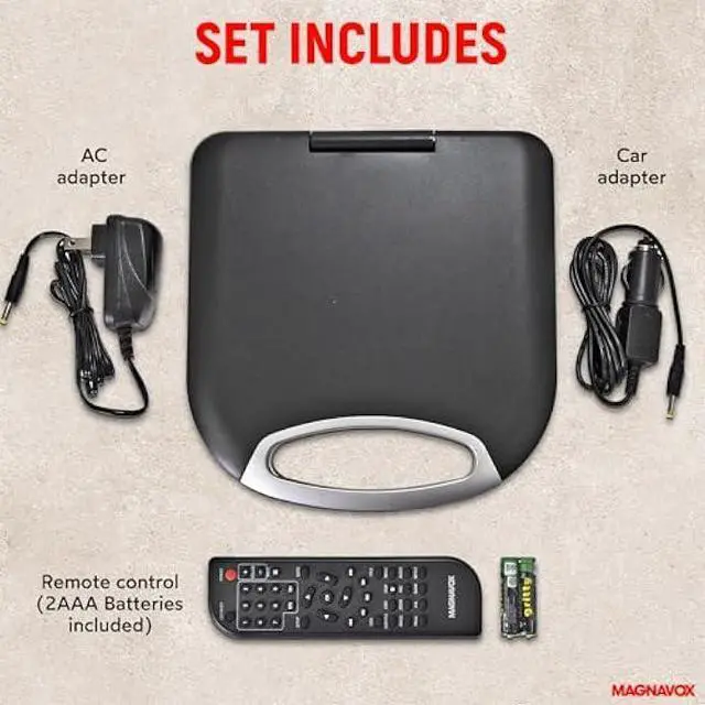 Alt view image 3 of 7 - Magnavox MTFT750-BK Portable 7 inch TFT DVD/CD Player with Remote Control and Car Adapter in Black | Rechargeable Battery | Headphone Jack | Built-In Speakers |