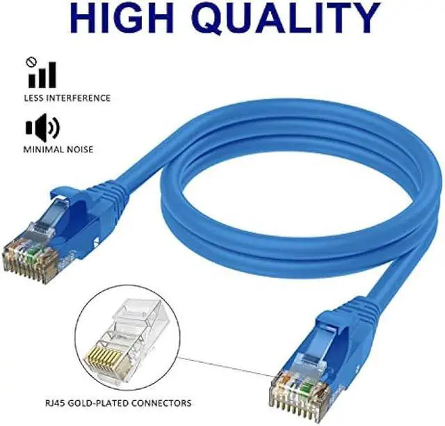Alt view image 3 of 6 - Adoreen Cat 6 Ethernet Cable 300 Ft-Blue, Outdoor & Indoor Snagless Long Round RJ45 Network Cable, POE, Soft Flexible Gbps Internet LAN Computer Patch Cord for Router Modem Switch Fast Gaming+ Ties