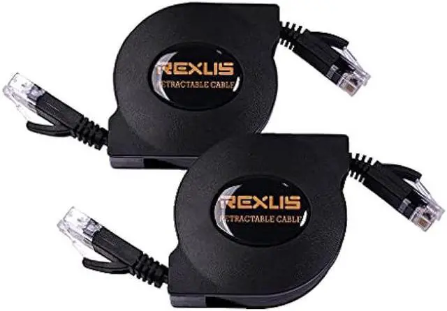 Main image of REXUS 2-Pack Retractable Cat 6 Flat Ethernet Network Cable 6.6 FT, 10 Gigabit High Speed LAN Wires Internet Patch Cable with RJ45 Connector for Xbox,PS4,Router, Modem,Switch(C6R20x2)