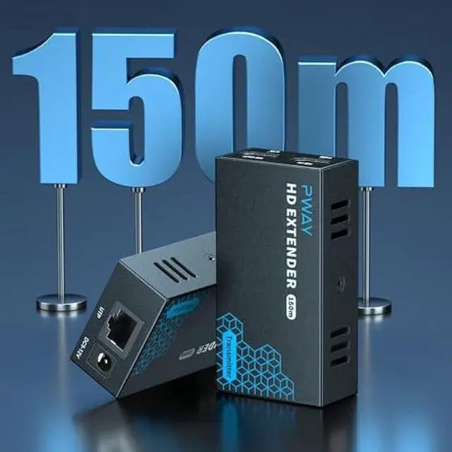 Alt view image 7 of 7 - PWAY HDMI Extender 500ft Over Single Cat5e/6, One to Multiple Monitors by Gigabit Ethernet Switch, Full HD 1080P@60Hz Video Extended