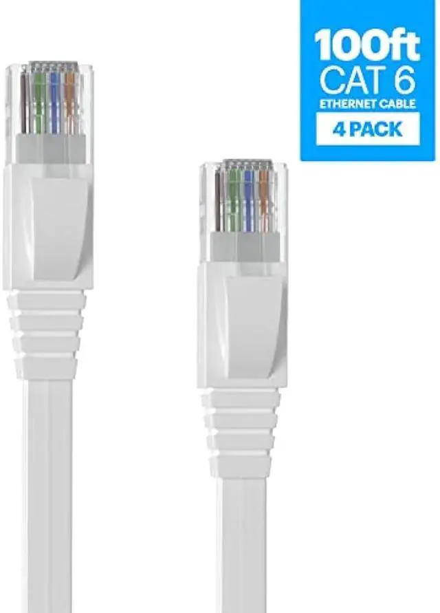 Alt view image 2 of 5 - Amcrest CAT6E 4K-Rated Video POE Ethernet Cable 100ft Internet High Speed Network Cable for PoE Security IP Cameras, Smart TV, PS4, Xbox One, Router, Laptop, Computer, Home (4PACK-CAT6ECABLE100)