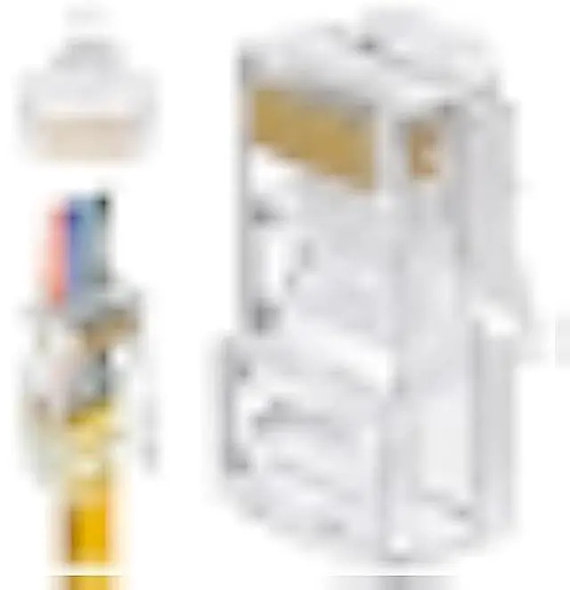 Main image of RJ45 Cat5 Cat5e Pass Through Connectors Pack of 200 | EZ Crimp Connector UTP Network Unshielded Plug for Twisted Pair Solid Wire & Standard Cables | Transparent Passthrough Ethernet Insert