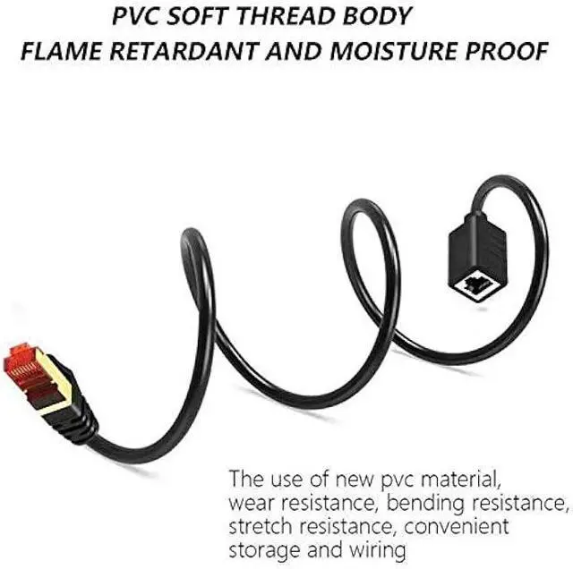 Alt view image 6 of 6 - Ethernet Extension Cable 65 ft,Yeung Qee Shielded Network Cat7 Ethernet Extender Cable Adapter RJ45 Cords Shielded Male to Female Connector (65FT/20M)