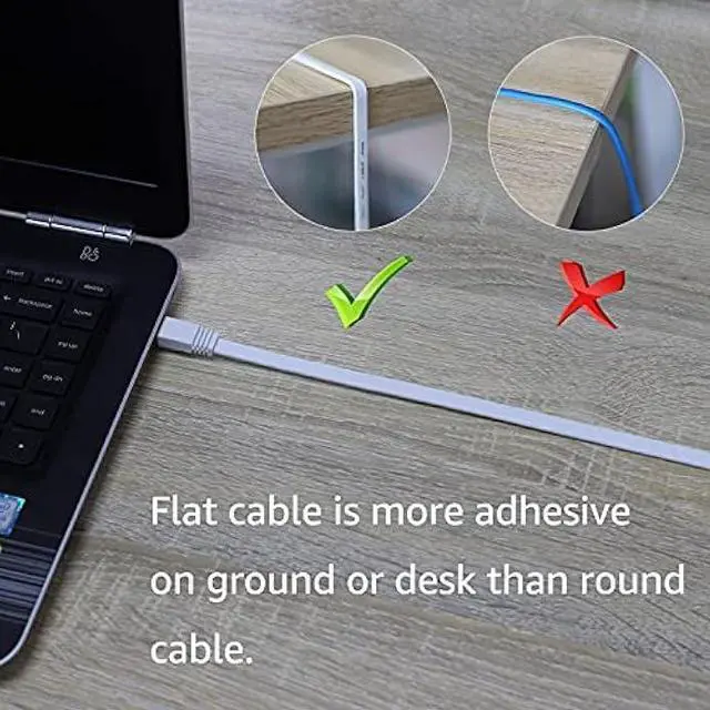 Alt view image 5 of 7 - DEFACE Cat 8 Ethernet Cable 100 Ft Cat8 Internet Cable Flat Gigabit High Speed Shielded RJ45 LAN Cable White