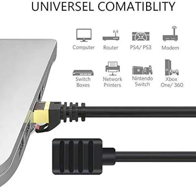 Alt view image 3 of 6 - Ethernet Extension Cable 65 ft,Yeung Qee Shielded Network Cat7 Ethernet Extender Cable Adapter RJ45 Cords Shielded Male to Female Connector (65FT/20M)