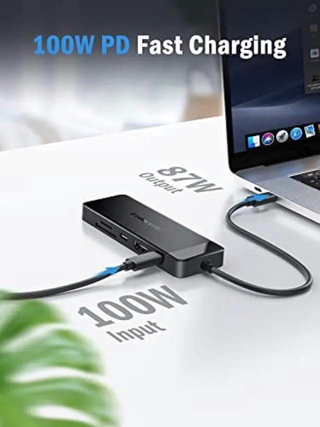 Alt view image 4 of 7 - Lemorele 9-in-1 USB C Hub Multiport Adapter, USB C Dongle w/4K HDMI for MacBook Pro Air, 3 USB3.0 5Gbps and 1 USB2.0 Port, Type-C 3.0, 100W PD, SD/TF, Docking Station for Windows/iPad/Dell/HP/Lenovo