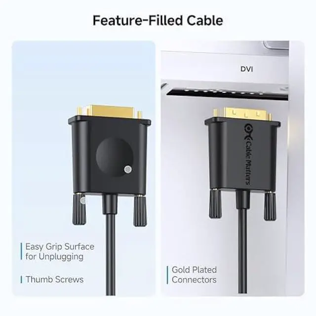 Alt view image 6 of 6 - Cable Matters USB C to DVI Cable (USB-C to DVI Cable) 6 ft - Thunderbolt 4 / USB4 / Thunderbolt 3 Port Compatible with MacBook Pro, Dell XPS 13, 15, HP Spectre x360, Surface Pro