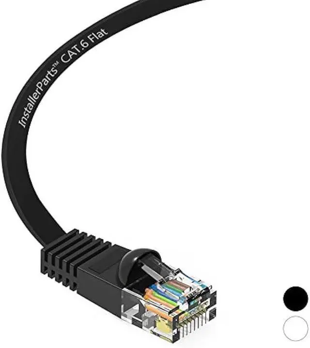 Alt view image 5 of 6 - InstallerParts (10 Pack Ethernet Cable CAT6 Cable Flat 0.5 FT - Black - Professional Series - 10Gigabit/Sec Network/High Speed Internet Cable, 550MHZ