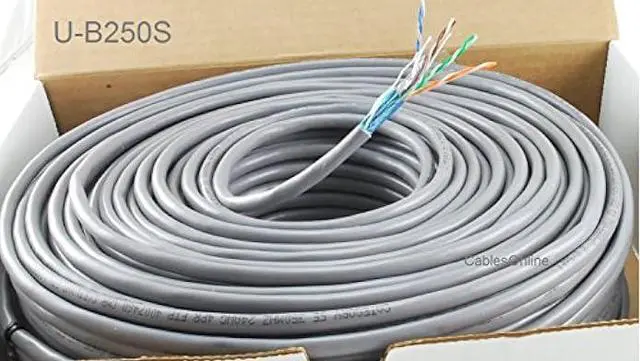 Main image of CablesOnline, 250ft Shielded CAT5e 100% Pure Copper RJ45 350mhz STP Solid Ethernet Bulk Cable Spool Gray, U-B250S