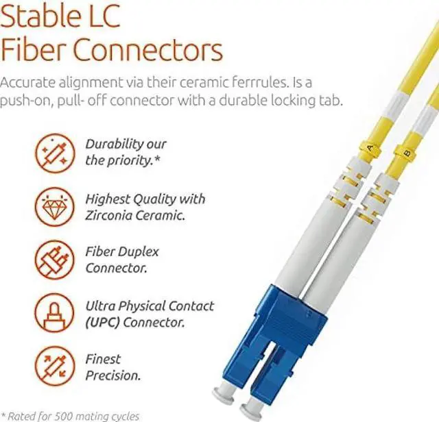 Alt view image 2 of 5 - BEYONDTECH 20m (65.6ft) LC to LC Fiber Patch Cable  UPC Single-Mode Duplex Fiber Optic Cable  9/125µm core, Compatible with OS1 & OS2  LSZH PUREOptics Series