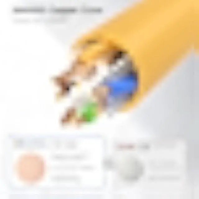 Alt view image 6 of 6 - Cable Matters 10Gbps 5-Pack Snagless Short Cat 6 Ethernet Cable - 3ft, Cat 6 Cable, Cat6 Cord, Ethernet Cord, Yellow