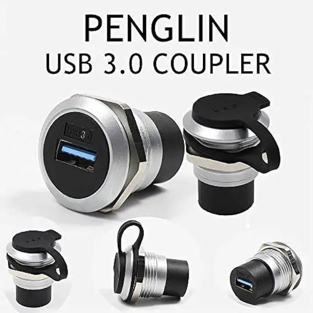 Alt view image 2 of 5 - PENGLIN 2Pack USB 3.0 Panel Mount Coupler, USB Pass Through Connector, Female to Female Bulkhead Extension Adapter with Water/Dustcap