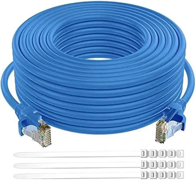 Main image of Adoreen Cat 6 Ethernet Cable 75 Ft-Blue, Outdoor & Indoor Snagless Long Round RJ45 Network Cable, POE, Soft Flexible Gbps Internet LAN Computer Patch Cord for Router Modem Switch Fast Gaming+ Ties