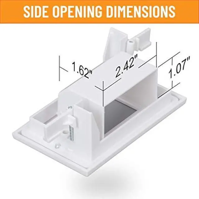 Alt view image 2 of 6 - Cable Pass Through Wall Plate White, Recessed Cable Wall Plate Built in Bracket for Drywall, Decora Side Opening for Low Voltage Cables in Wall Installation