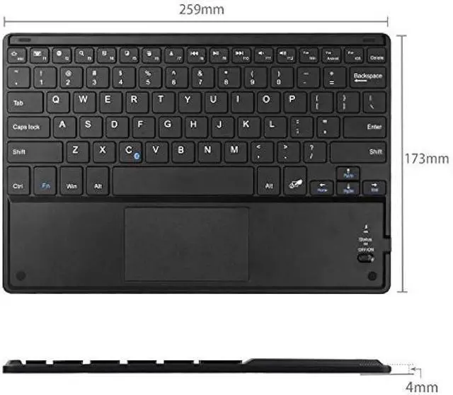 Alt view image 3 of 6 - Fintie Ultrathin 4mm Wireless Bluetooth Keyboard with Built-in Multi-Touch Touchpad for iPad, iPhone, Samsung Galaxy, Nexus, Microsoft Surface, HP and Other Bluetooth Devices [Retail Packaging]