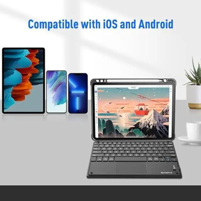 Alt view image 2 of 6 - Fintie Ultrathin 4mm Wireless Bluetooth Keyboard with Built-in Multi-Touch Touchpad for iPad, iPhone, Samsung Galaxy, Nexus, Microsoft Surface, HP and Other Bluetooth Devices [Retail Packaging]