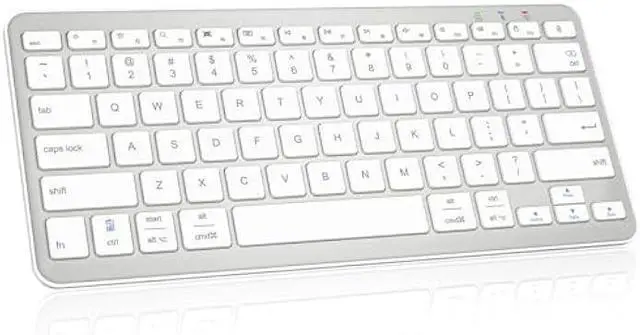 Main image of Qulose Bluetooth Keyboard, Ultra-Slim Wireless Keyboard for iPad, Rechargeable Ergonomic Computer Keyboard for iOS, Android, Windows PC Tablets Phone, White Silver