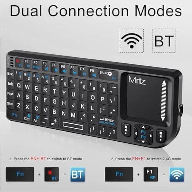 Alt view image 5 of 5 - Miritz 2.4G Wireless Touchpad Keyboard and Mouse Mini Remote Control with Laser Pointer,for Windows/Android/Google/Smart TV/HTPC/IPTV/Mac OS/Linux Black