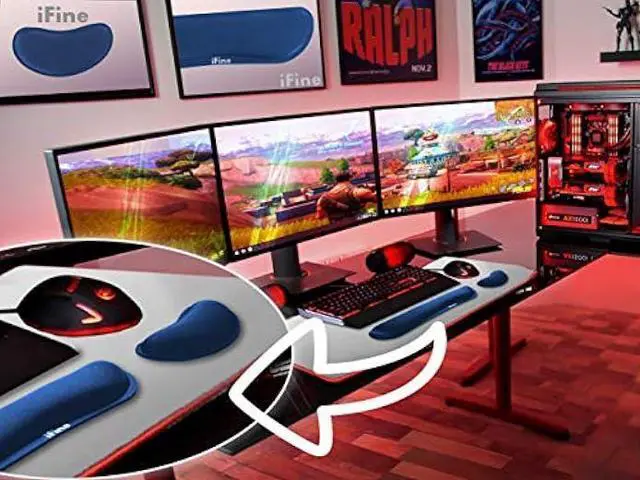 Alt view image 5 of 5 - iFine Upgrade Enlarged Memory Foam Set Keyboard & Mouse Wrist Rest Pad Cushion Support for Computer, Laptop, Mac, Durable and Comfortable For Office or Home Pain Relief Stress-free Typing (Navy Blue)