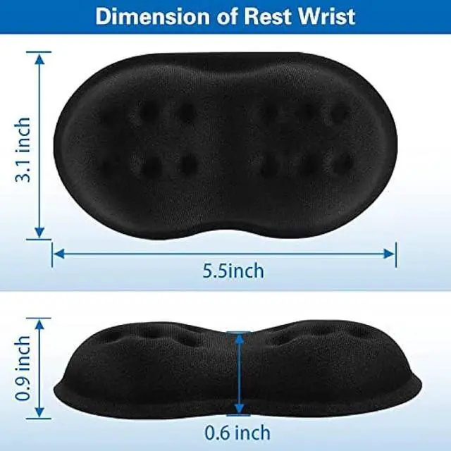 Alt view image 2 of 6 - 2 Pack Mouse Wrist Rest Support, Canjoy Memory Foam Mouse Wrist Rest Pad Support Cushion, Superfine Fibre Soft Ergonomic Hand Rest Support