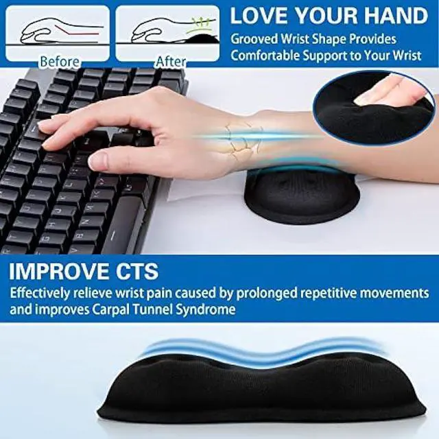 Alt view image 4 of 6 - 2 Pack Mouse Wrist Rest Support, Canjoy Memory Foam Mouse Wrist Rest Pad Support Cushion, Superfine Fibre Soft Ergonomic Hand Rest Support