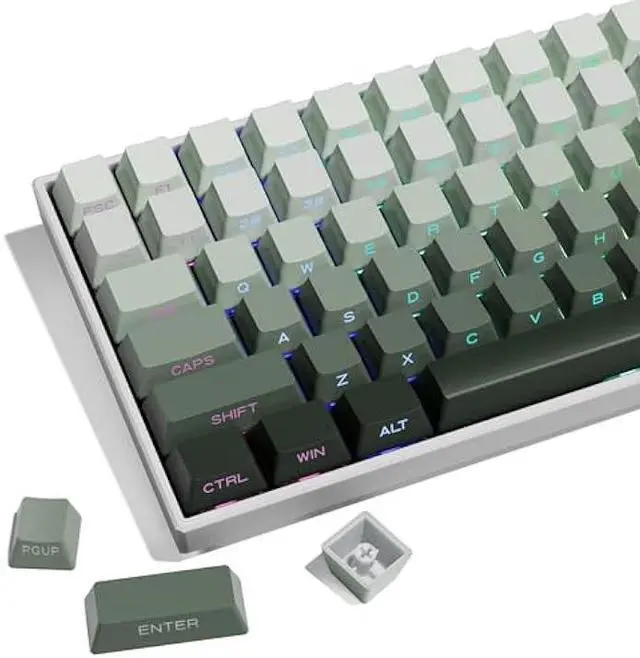Main image of XVX Shine Through Keycaps - Side Print Keycaps, PBT Double Shot Custom Keycap Set, 136 Keys Gradient Seaweed Green Keycaps, OEM Profile Keyboard Keycaps for Cherry Gateron MX Switches Keyboard