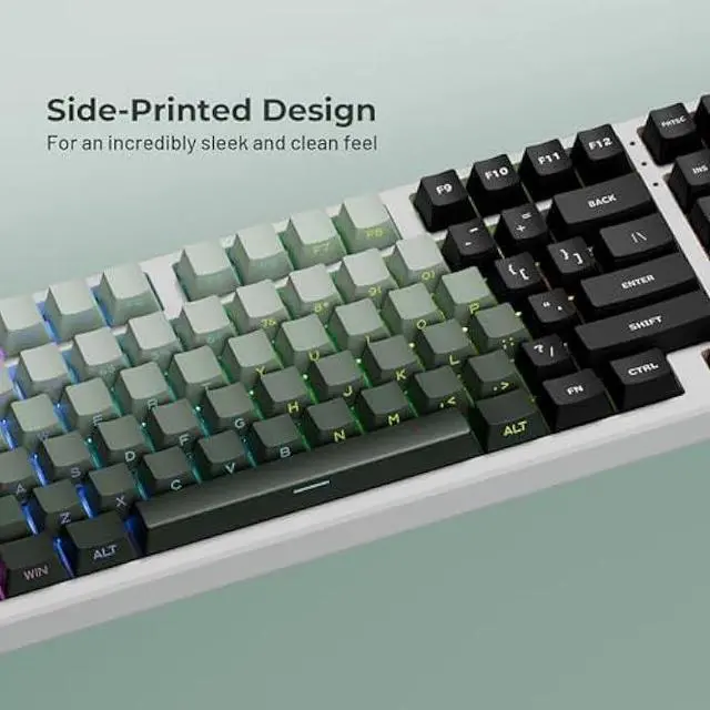 Alt view image 2 of 6 - XVX Shine Through Keycaps - Side Print Keycaps, PBT Double Shot Custom Keycap Set, 136 Keys Gradient Seaweed Green Keycaps, OEM Profile Keyboard Keycaps for Cherry Gateron MX Switches Keyboard
