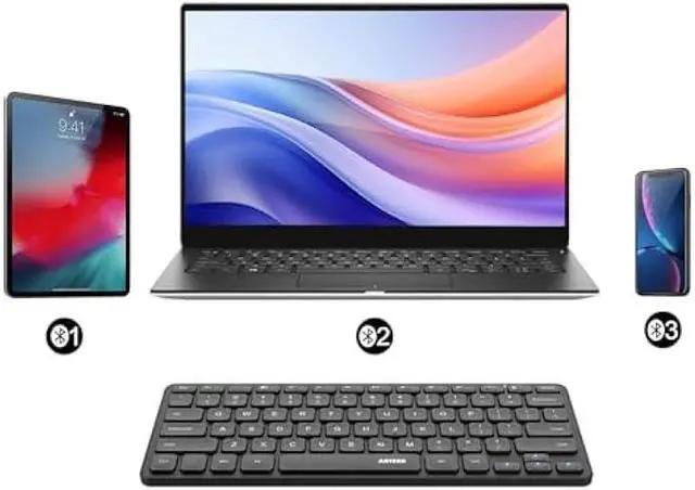 Alt view image 7 of 7 - Arteck Universal Multi-Device Bluetooth Keyboard Ultra Slim and Compact Wireless Bluetooth Keyboard with Media Hotkeys for Windows iOS iPad OS Android Computer Desktop Laptop Surface Tablet Smartphone