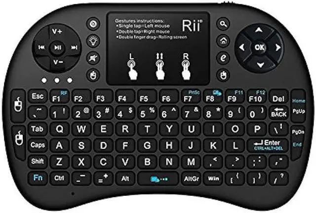 Main image of (Upgraded)Rii 2.4GHz Mini Wireless Keyboard with Touchpad,QWERTY,LED Backlit,Portable Keyboard for laptop/PC/Tablets/Windows/Mac/TV/Xbox/PS3/Raspberry Pi .(i8+ Black)