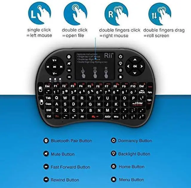 Alt view image 2 of 5 - (Upgraded)Rii 2.4GHz Mini Wireless Keyboard with Touchpad,QWERTY,LED Backlit,Portable Keyboard for laptop/PC/Tablets/Windows/Mac/TV/Xbox/PS3/Raspberry Pi .(i8+ Black)