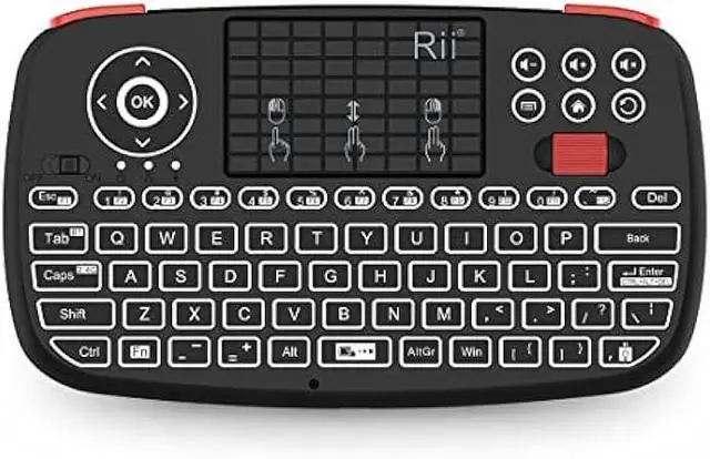 Main image of Rii (Upgrade) i4 Mini Bluetooth Keyboard with Touchpad, Blacklit Portable Wireless Keyboard with 2.4G USB Dongle for Smartphones, PC, Tablet, Laptop TV Box iOS Android Windows Mac.Black
