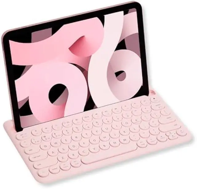 Main image of Macally Small Bluetooth Keyboard for Tablet and Phone - Multi Device Wireless Keyboard for iPhone iPad Android - Rechargeable Bluetooth Tablet Keyboard with Stand - Pink
