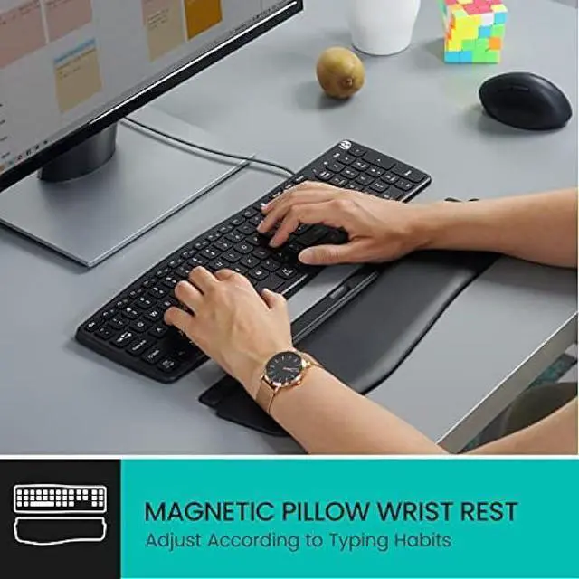 Alt view image 5 of 6 - Perixx PERIBOARD-527 Wired Comfort USB Keyboard - Laptop Scissor Keys - Curved Ergo-Lite Design - Detachable Soft Wrist Rest - Black - US English