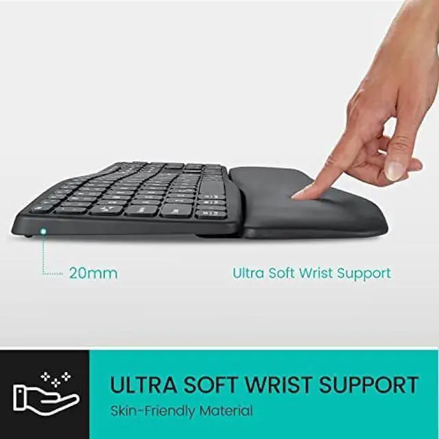 Alt view image 4 of 6 - Perixx PERIBOARD-527 Wired Comfort USB Keyboard - Laptop Scissor Keys - Curved Ergo-Lite Design - Detachable Soft Wrist Rest - Black - US English