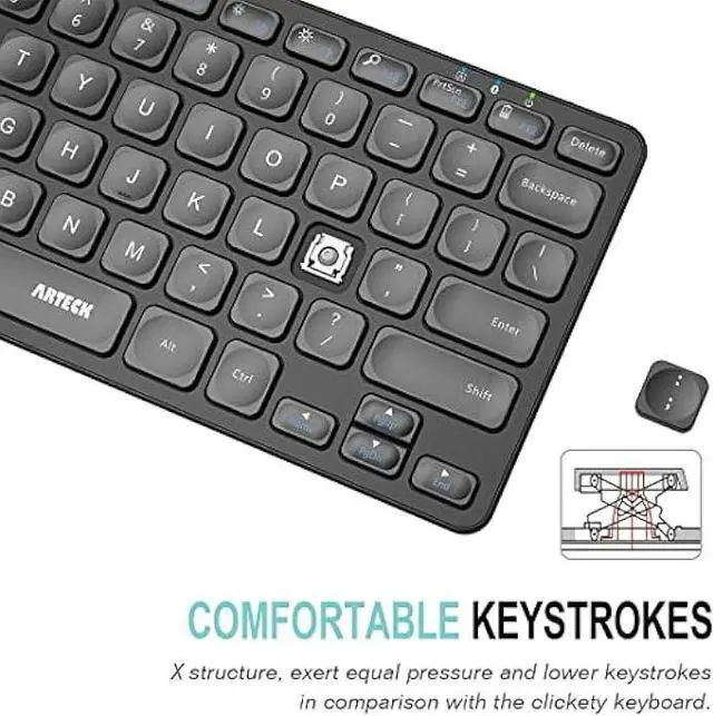 Alt view image 3 of 7 - Arteck Universal Multi-Device Bluetooth Keyboard Ultra Slim and Compact Wireless Bluetooth Keyboard with Media Hotkeys for Windows iOS iPad OS Android Computer Desktop Laptop Surface Tablet Smartphone