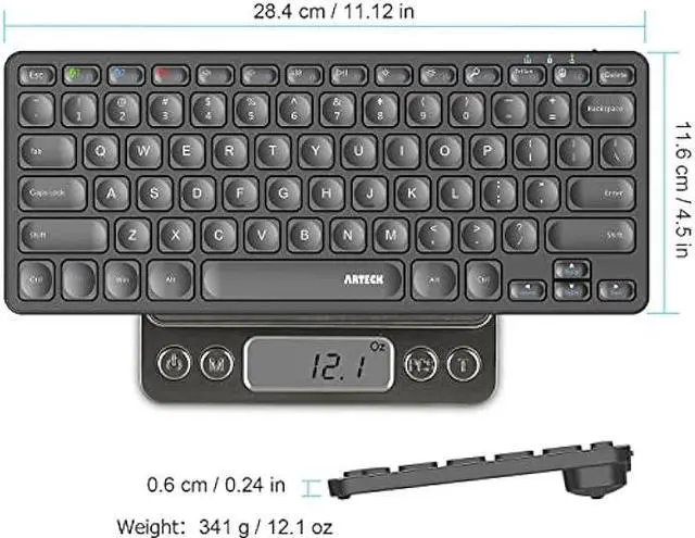 Alt view image 6 of 7 - Arteck Universal Multi-Device Bluetooth Keyboard Ultra Slim and Compact Wireless Bluetooth Keyboard with Media Hotkeys for Windows iOS iPad OS Android Computer Desktop Laptop Surface Tablet Smartphone