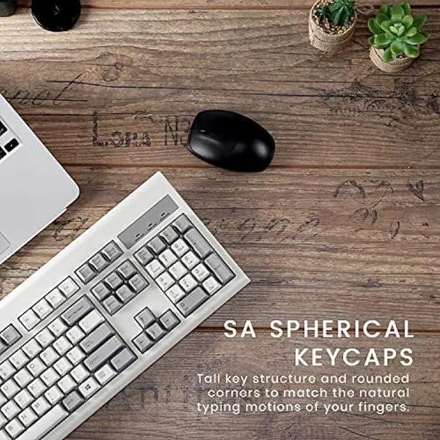 Alt view image 3 of 7 - Perixx PERIBOARD-106M, Wired Performance Full-Size USB Keyboard, Curved Ergonomic Keys, Classic Retro Gray/White Color, US English Layout