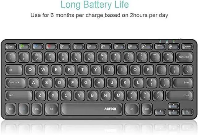 Alt view image 4 of 7 - Arteck Universal Multi-Device Bluetooth Keyboard Ultra Slim and Compact Wireless Bluetooth Keyboard with Media Hotkeys for Windows iOS iPad OS Android Computer Desktop Laptop Surface Tablet Smartphone