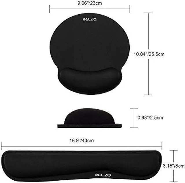 Alt view image 2 of 5 - ELZO Ergonomic Mouse Pad Wrist Support, Keyboard Wrist Rest Pad Support 2 Pack with Comfortable Memory Foam Padding, Nonslip Rubber Base for PC Computer Laptop for Office/Playing Games Pain Relief