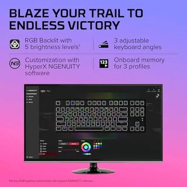 Alt view image 5 of 5 - HyperX Alloy Origins Core - Tenkeyless Mechanical Gaming Keyboard, Software Controlled Light & Macro Customization, Compact Form Factor, RGB LED Backlit, Tactile HyperX Aqua Switch,Black