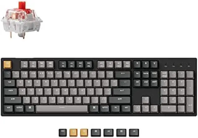 Main image of Keychron C2 Pro Wired Custom Mechanical Keyboard Full Size Layout QMK/VIA Programmable Macro RGB Backlit with Hot-Swappable Keychron K Pro Red Switch OEM Profile PBT Keycaps for Mac Windows Linux