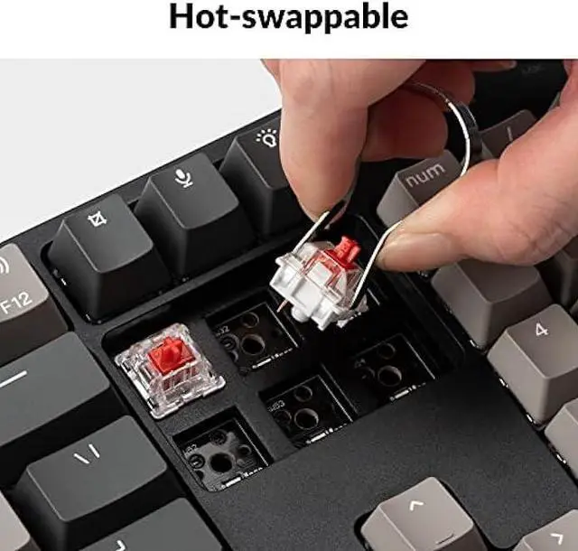 Alt view image 3 of 6 - Keychron C2 Pro Wired Custom Mechanical Keyboard Full Size Layout QMK/VIA Programmable Macro RGB Backlit with Hot-Swappable Keychron K Pro Red Switch OEM Profile PBT Keycaps for Mac Windows Linux