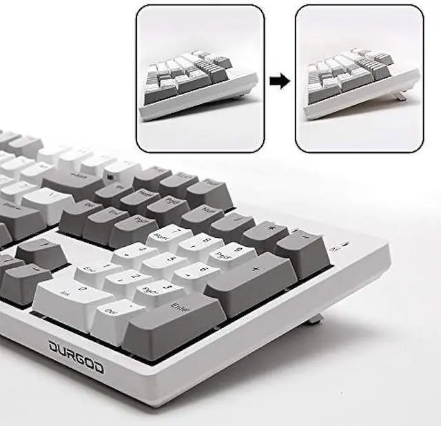 Alt view image 4 of 6 - DURGOD Mechanical Gaming Keyboard Cherry MX Red Switches Type C Interface Tenkeyless 104 Keys (with Dust Cover) for Gamer/Typist White,ANSI/US
