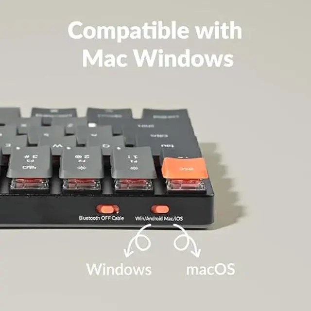 Alt view image 3 of 6 - Keychron K3 Version 2, 84 Keys Ultra-Slim Wireless Bluetooth/USB Wired Mechanical Keyboard with White LED Backlit, Low-Profile Gateron Mechanical Red Switch Compatible with Mac Windows