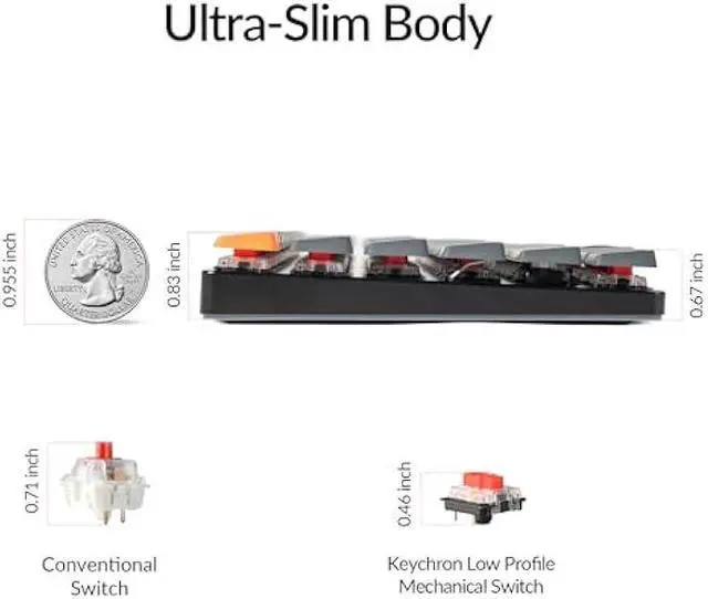 Alt view image 6 of 6 - Keychron K3 Version 2, 84 Keys Ultra-Slim Wireless Bluetooth/USB Wired Mechanical Keyboard with White LED Backlit, Low-Profile Gateron Mechanical Red Switch Compatible with Mac Windows