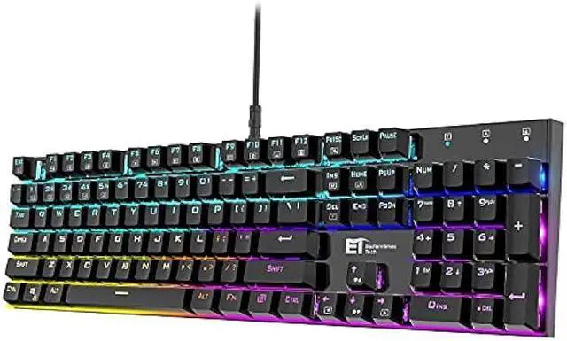 Main image of Mechanical Gaming Keyboard RGB Backlit Keys Computer Keyboard, 16.8 Million Color 104 Keys Blue Switch Wired Gaming Keyboards Full Size, Aluminum Base USB Keyboard for PC Gamer Laptop
