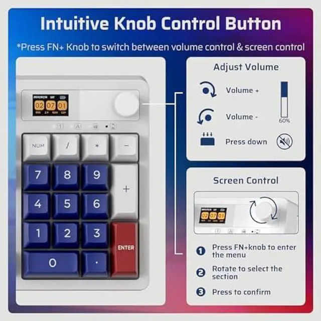 Alt view image 4 of 5 - LTC Nimbleback NB1041 PRO Wireless Mechanical Keyboard w/Display Screen & Knob, 2.4Ghz/ BT/USB-C Wired RGB 104 Keys Creamy Keyboard, 3-Layer Foam, Hot Swappable PCB, Software Support, Red Switch