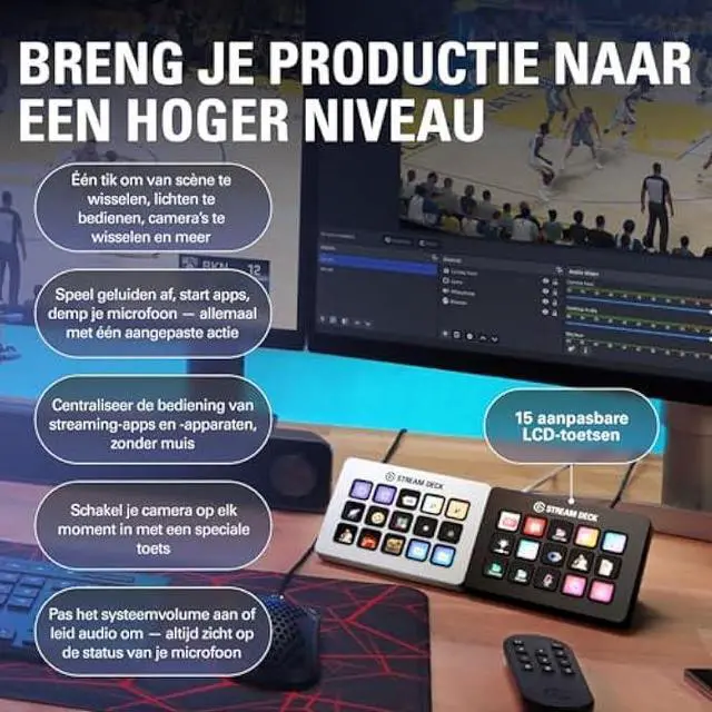 Alt view image 3 of 5 - Elgato Stream Deck MK.2 White  Studio Controller, 15 macro keys, trigger actions in apps and software like OBS, Twitch, YouTube and more, works with Mac and PC