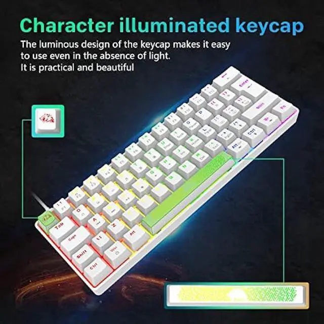 Alt view image 4 of 6 - K65 Pro 60% Gaming Keyboard and Mouse Combo Small Mini RGB Backlight Mechanical Keyboard and Ultralight Honeycomb Optical Mouse,Mouse Pad Linear Red Switch Anti-Ghosting for Xbox,PS4,PC,Laptop(white)