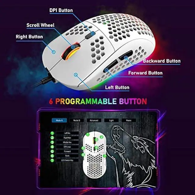 Alt view image 6 of 6 - K65 Pro 60% Gaming Keyboard and Mouse Combo Small Mini RGB Backlight Mechanical Keyboard and Ultralight Honeycomb Optical Mouse,Mouse Pad Linear Red Switch Anti-Ghosting for Xbox,PS4,PC,Laptop(white)